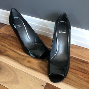 Weitzman Patent Peep Toe Pumps